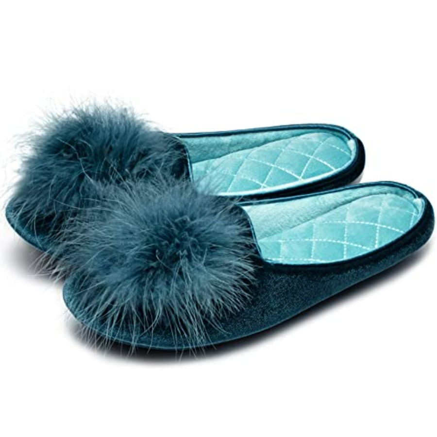 Insole Memory Foam - GRITHEIM Women's Fuzzy Pom Pom Velvet