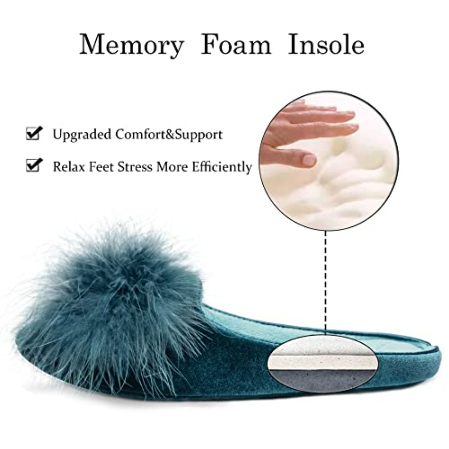 GRITHEIM Women's Fuzzy Pom Pom - Insole Memory Foam incelemesi ve fiyatı